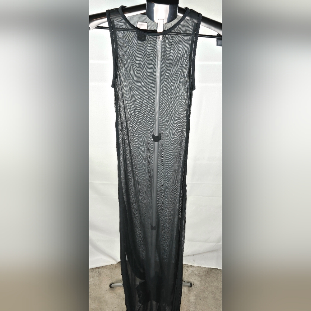 Whimsigoth Emo Alt Girl Sheer Maxi Overlay Dress, Small